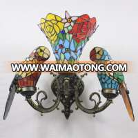 Parrot Art wall Sconce Stained Glass macaw Wall Lamp Bedroom Bedside Vintage Tiffany Lamp